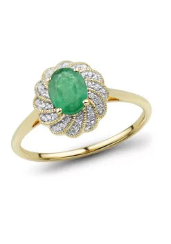 Deals 💯 1/10 ct. t.w. Diamond and Emerald Ring in 14K Yellow Gold by Belk & Co. ❤️ -DealsBelk & Co. Store Belk 4559