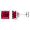 Coupon 😉 Lab Created 6.12 CT TGW Created Ruby Stud Earrings with Heart Motif in Sterling Silver by Belk & Co. 🎉
