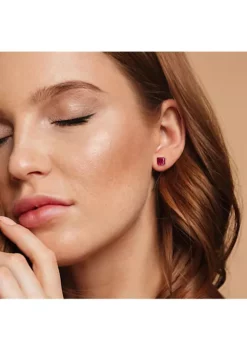 Coupon 😉 Lab Created 6.12 CT TGW Created Ruby Stud Earrings with Heart Motif in Sterling Silver by Belk & Co. 🎉 -DealsBelk & Co. Store Belk 4573