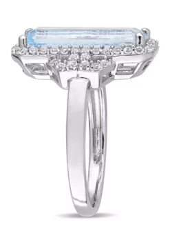 Top 10 👏 4 1/4 CT TGW Octagon Cut Sky Blue Topaz and White Topaz Halo Ring in Sterling Silver by Belk & Co. ✨ -DealsBelk & Co. Store Belk 4584