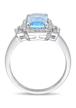 Top 10 👏 4 1/4 CT TGW Octagon Cut Sky Blue Topaz and White Topaz Halo Ring in Sterling Silver by Belk & Co. ✨ -DealsBelk & Co. Store Belk 4586