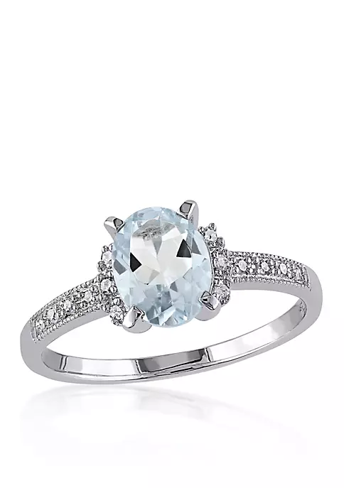 Brand new 👏 Sterling Silver Aquamarine and Diamond Ring by Belk & Co. 👏 1 Brand new 👏 Sterling Silver Aquamarine and Diamond Ring by Belk & Co. 👏