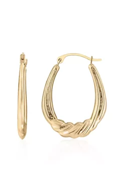 Top 10 ⌛ Oval Twist Hoop Earrings in 14K Yellow Gold by Belk & Co. ✨