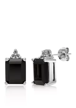 Coupon 🧨 Sterling Silver Onyx and White Topaz Earrings by Belk & Co. 💯