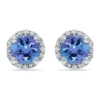 Cheapest 🔔 7/8 ct. 5MM Round Tanzanite and White Topaz Hidden Halo Stud Earrings, Sterling Silver by Belk & Co. 👏