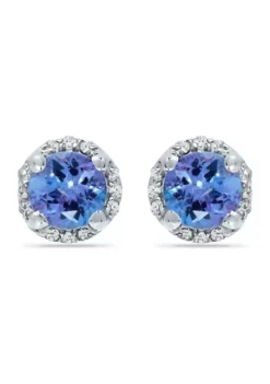 Cheapest 🔔 7/8 ct. 5MM Round Tanzanite and White Topaz Hidden Halo Stud Earrings, Sterling Silver by Belk & Co. 👏 -DealsBelk & Co. Store Belk 4628