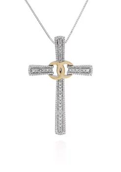 Coupon โญ 0.11 ct. t.w. Diamond Cross Pendant in Sterling Silver by Belk & Co. ๐