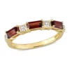 Wholesale 🛒 Garnet and White Topaz Semi-Eternity Ring in 10k Yellow Gold by Belk & Co. 👏