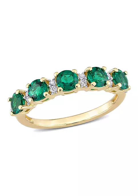 Best Pirce ๐ Lab Created Created Emerald and Created White Sapphire Semi Eternity Ring in Yellow Gold Plated Sterling Silver by Belk & Co. ๐ 1 Best Pirce ๐ Lab Created Created Emerald and Created White Sapphire Semi Eternity Ring in Yellow Gold Plated Sterling Silver by Belk & Co. ๐