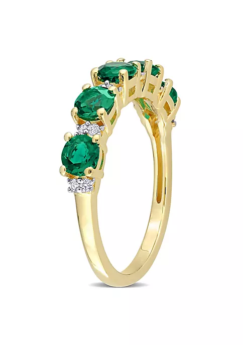 Best Pirce ๐ Lab Created Created Emerald and Created White Sapphire Semi Eternity Ring in Yellow Gold Plated Sterling Silver by Belk & Co. ๐ 2 Best Pirce ๐ Lab Created Created Emerald and Created White Sapphire Semi Eternity Ring in Yellow Gold Plated Sterling Silver by Belk & Co. ๐ - Image 2