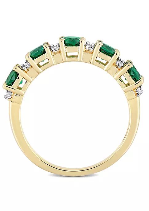 Best Pirce ๐ Lab Created Created Emerald and Created White Sapphire Semi Eternity Ring in Yellow Gold Plated Sterling Silver by Belk & Co. ๐ 3 Best Pirce ๐ Lab Created Created Emerald and Created White Sapphire Semi Eternity Ring in Yellow Gold Plated Sterling Silver by Belk & Co. ๐ - Image 3