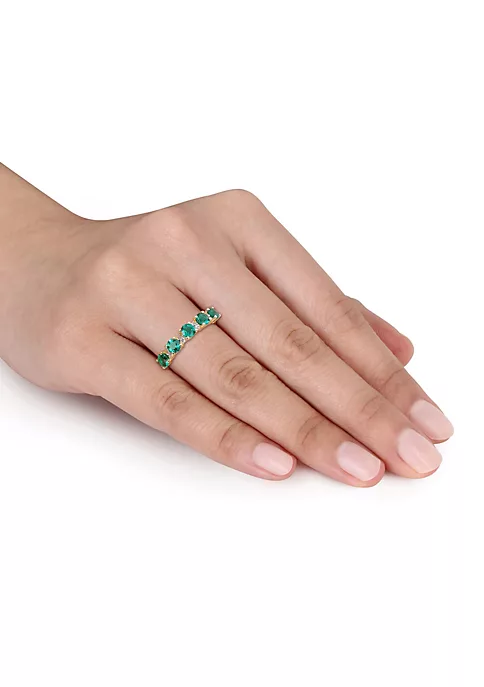 Best Pirce ๐ Lab Created Created Emerald and Created White Sapphire Semi Eternity Ring in Yellow Gold Plated Sterling Silver by Belk & Co. ๐ 5 Best Pirce ๐ Lab Created Created Emerald and Created White Sapphire Semi Eternity Ring in Yellow Gold Plated Sterling Silver by Belk & Co. ๐ - Image 5