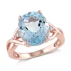 Best deal 🥰 5.5 ct. t.g.w. Sky Blue Topaz and 1/10 ct. t.w. Diamond Cocktail Ring in Rose Plated Sterling Silver by Belk & Co. ⭐