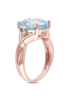 Best deal 🥰 5.5 ct. t.g.w. Sky Blue Topaz and 1/10 ct. t.w. Diamond Cocktail Ring in Rose Plated Sterling Silver by Belk & Co. ⭐ -DealsBelk & Co. Store Belk 4690
