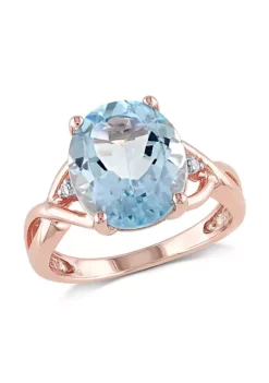 Best deal 🥰 5.5 ct. t.g.w. Sky Blue Topaz and 1/10 ct. t.w. Diamond Cocktail Ring in Rose Plated Sterling Silver by Belk & Co. ⭐ -DealsBelk & Co. Store Belk 4692