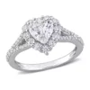 Deals 👏 1.5 ct. t.w. Created Moissanite Heart Halo Engagement Ring in Sterling Silver by Belk & Co. ✔️
