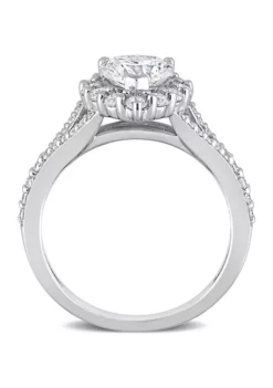 Deals 👏 1.5 ct. t.w. Created Moissanite Heart Halo Engagement Ring in Sterling Silver by Belk & Co. ✔️ -DealsBelk & Co. Store Belk 4695