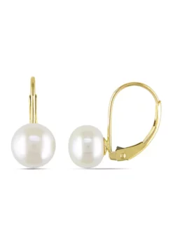 Best deal ⭐ Cultured Freshwater Pearl Leverback Earrings in 10k Yellow Gold by Belk & Co. 🛒 -DealsBelk & Co. Store Belk 4704
