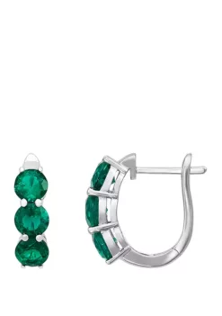 Buy 🎁 2.64 ct. t.w. Created Emerald Hoop Earrings in Sterling Silver by Belk & Co. ❤️