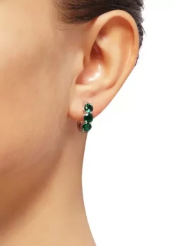Buy 🎁 2.64 ct. t.w. Created Emerald Hoop Earrings in Sterling Silver by Belk & Co. ❤️ -DealsBelk & Co. Store Belk 4742