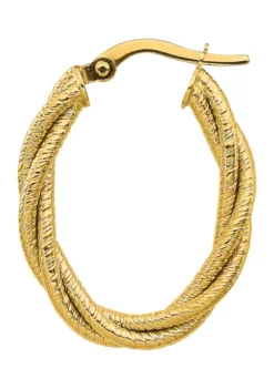 New 🧨 14K Yellow Gold Polished Textured Twisted Oval Hoop Earrings by Belk & Co. 🛒 -DealsBelk & Co. Store Belk 4754