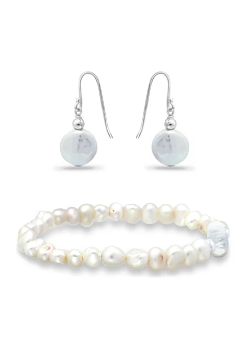 Promo โญ 2 Piece Freshwater Pearl Earrings and Bracelet Set in Sterling Silver by Belk & Co. ๐ 2 Promo โญ 2 Piece Freshwater Pearl Earrings and Bracelet Set in Sterling Silver by Belk & Co. ๐ - Image 2