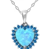 Cheap 😀 Lab Created 1.21 ct. t.w. Blue Opal and Synthetic Blue Heart Pendant on Chain, Sterling Silver by Belk & Co. 🔥