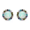 Flash Sale ⭐ 1.3 ct. t.w. Synthetic Opal with Multi Gemstone Halo Stud Earrings, Sterling Silver by Belk & Co. ❤️