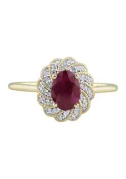 Best Sale 😍 1/10 ct. t.w. Diamond and Ruby Ring in 14K Yellow Gold by Belk & Co. 🌟 -DealsBelk & Co. Store Belk 4807