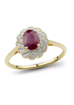 Best Sale 😍 1/10 ct. t.w. Diamond and Ruby Ring in 14K Yellow Gold by Belk & Co. 🌟 -DealsBelk & Co. Store Belk 4808
