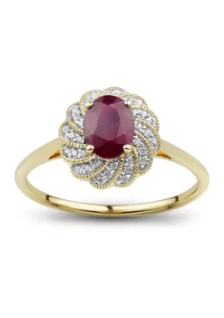 Best Sale 😍 1/10 ct. t.w. Diamond and Ruby Ring in 14K Yellow Gold by Belk & Co. 🌟 -DealsBelk & Co. Store Belk 4809