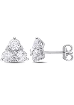 New ⭐ Lab Created Created White Sapphire Stud Earrings in Sterling Silver by Belk & Co. 🔥