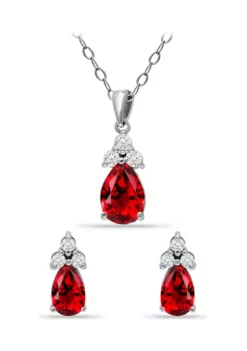 Cheapest 🌟 Lab Created 2.5 ct. Created Pink and White Sapphire Pear Pendant Necklace and Stud Earrings, 2pc Set, Sterling Silver by Belk & Co. ⌛ -DealsBelk & Co. Store Belk 4822