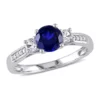Budget 🎉 Created Blue and White Sapphire Diamond 3-Stone Ring in 10k White Gold by Belk & Co. ❤️