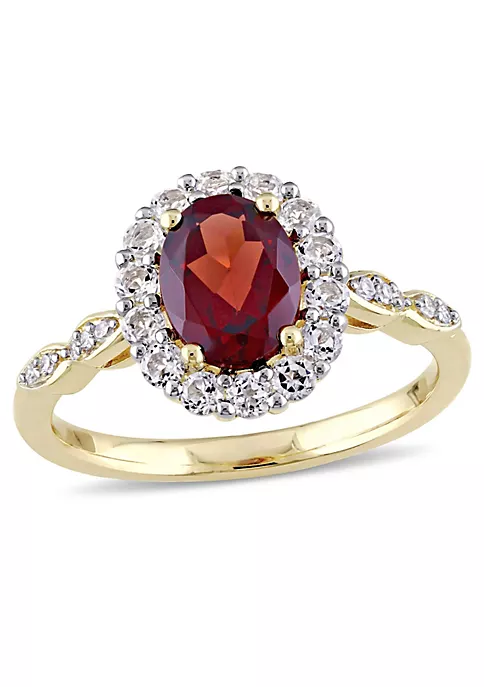 Best Sale ๐ฅ Oval Shape Garnet, White Topaz, and Diamond Accent Vintage Ring in 14k Yellow Gold by Belk & Co. ๐ฏ 6 Best Sale ๐ฅ Oval Shape Garnet, White Topaz, and Diamond Accent Vintage Ring in 14k Yellow Gold by Belk & Co. ๐ฏ - Image 6