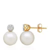 Brand new 👍 Freshwater Pearl and Diamond Top Earrings in 10k Yellow Gold by Belk & Co. 😀