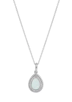 Best Pirce ✨ Created Opal and Created White Sapphire Pendant Necklace in Sterling Silver by Belk & Co. 🔔