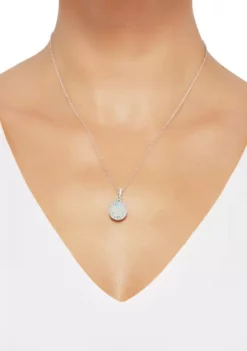 Best Pirce ✨ Created Opal and Created White Sapphire Pendant Necklace in Sterling Silver by Belk & Co. 🔔 -DealsBelk & Co. Store Belk 4896