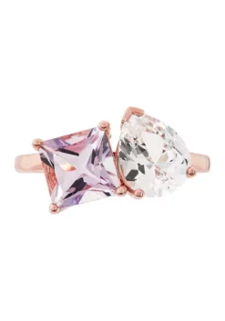 Best Sale 👏 Pink Amethyst and Created White Sapphire Ring in 10K Rose Gold by Belk & Co. 🔥 -DealsBelk & Co. Store Belk 4901