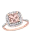 Outlet 🤩 1.63 ct. t.w. Morganite and 1/10 ct. t.w. Diamond Double Halo Ring in 14k Rose Gold by Belk & Co. ✨