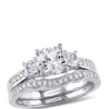 Brand new 👍 1.3 ct. t.w. Lab Created White Sapphire and 1/7 ct. t.w. Diamond 3 Stone Bridal Set in 10K White Gold by Belk & Co. 👏