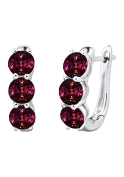 Best Pirce ✔️ Garnet Hoop Earrings in Sterling Silver by Belk & Co. 🔔 -DealsBelk & Co. Store Belk 4935