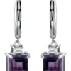 Budget ✔️ 2.77 ct. t.w. Amethyst and Created White Sapphire Drop Lever Back Earrings, Sterling Silver by Belk & Co. 🎉