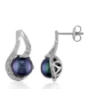 Best deal 😍 Sterling Silver Black Cultured Freshwater Pearl and Diamond Earrings by Belk & Co. 🌟
