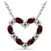 Outlet 🔔 1.56 ct. t.w. Garnet and Diamond Heart Necklace, Sterling Silver by Belk & Co. 🎉