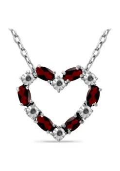 Outlet ๐ 1.56 ct. t.w. Garnet and Diamond Heart Necklace, Sterling Silver by Belk & Co. ๐