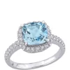 Cheap 🥰 2.5 ct. t.w. Blue Topaz, 1 ct. t.w. White Topaz Halo Ring by Belk & Co. ✨