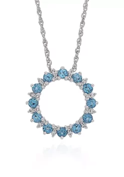 Cheapest ⭐ Blue & White Topaz Open Circle Pendant in Sterling Silver by Belk & Co. 😉