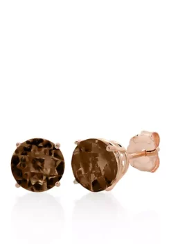 Coupon 🤩 10k Rose Gold Smokey Quartz Stud Earrings by Belk & Co. 💯