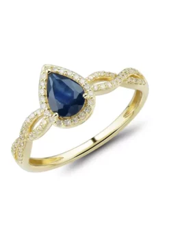 Coupon 🥰 1/6 ct. t.w. Diamond and Sapphire Ring in 10K Yellow Gold by Belk & Co. 🤩 -DealsBelk & Co. Store Belk 5021